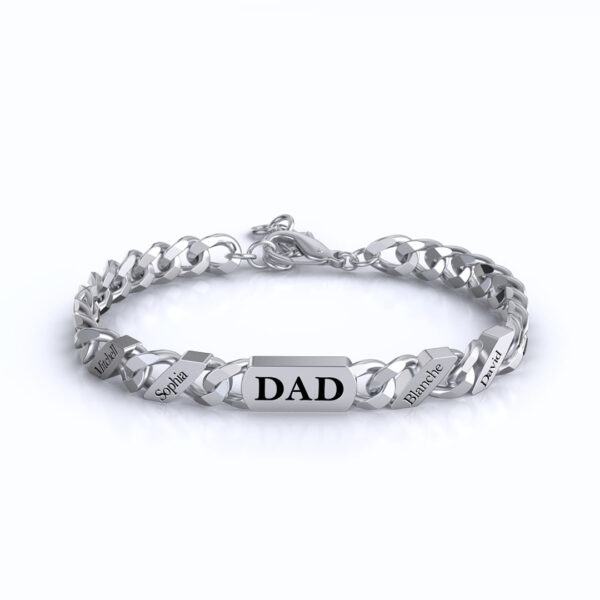 Stainless steel DIY engraved Cuban chain for men, hip-hop style, suitable for parent-child matching accessories.